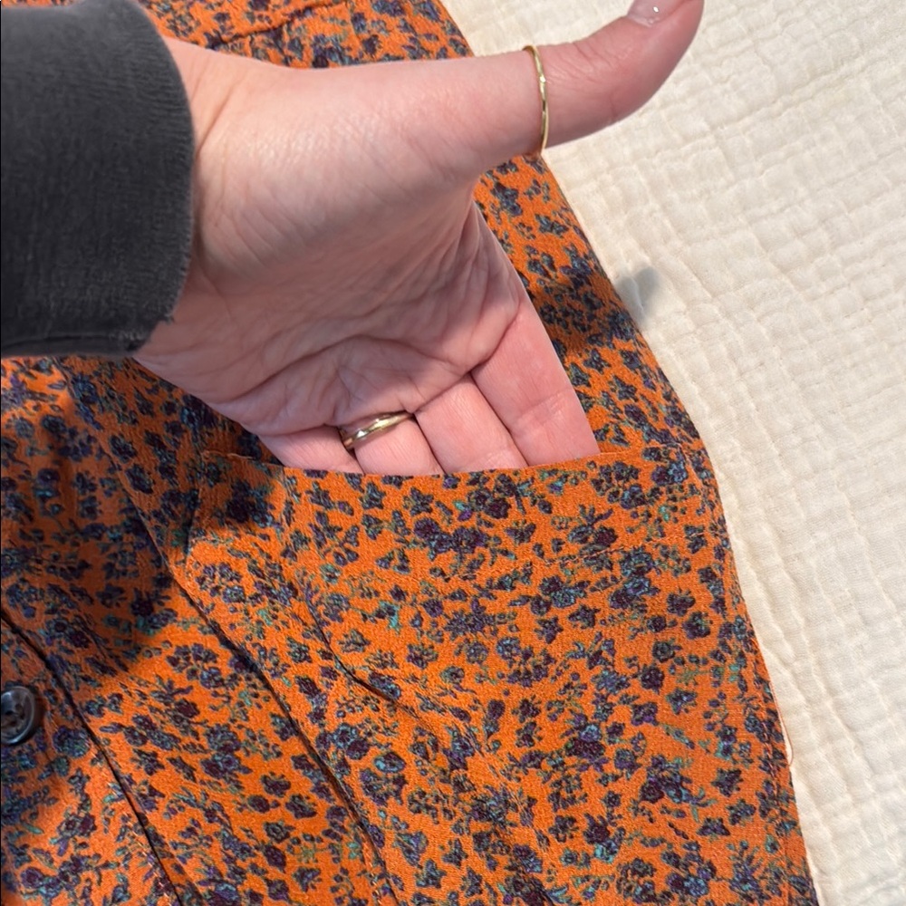 Urban Outfitters Orange & Blue Floral Midi Dress - Picture 3 of 4